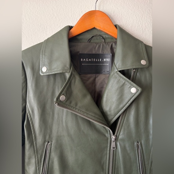 Bagatelle NYC Quilted Faux Leather Moto Jacket Winter Green Women’s Medium - Picture 4 of 10
